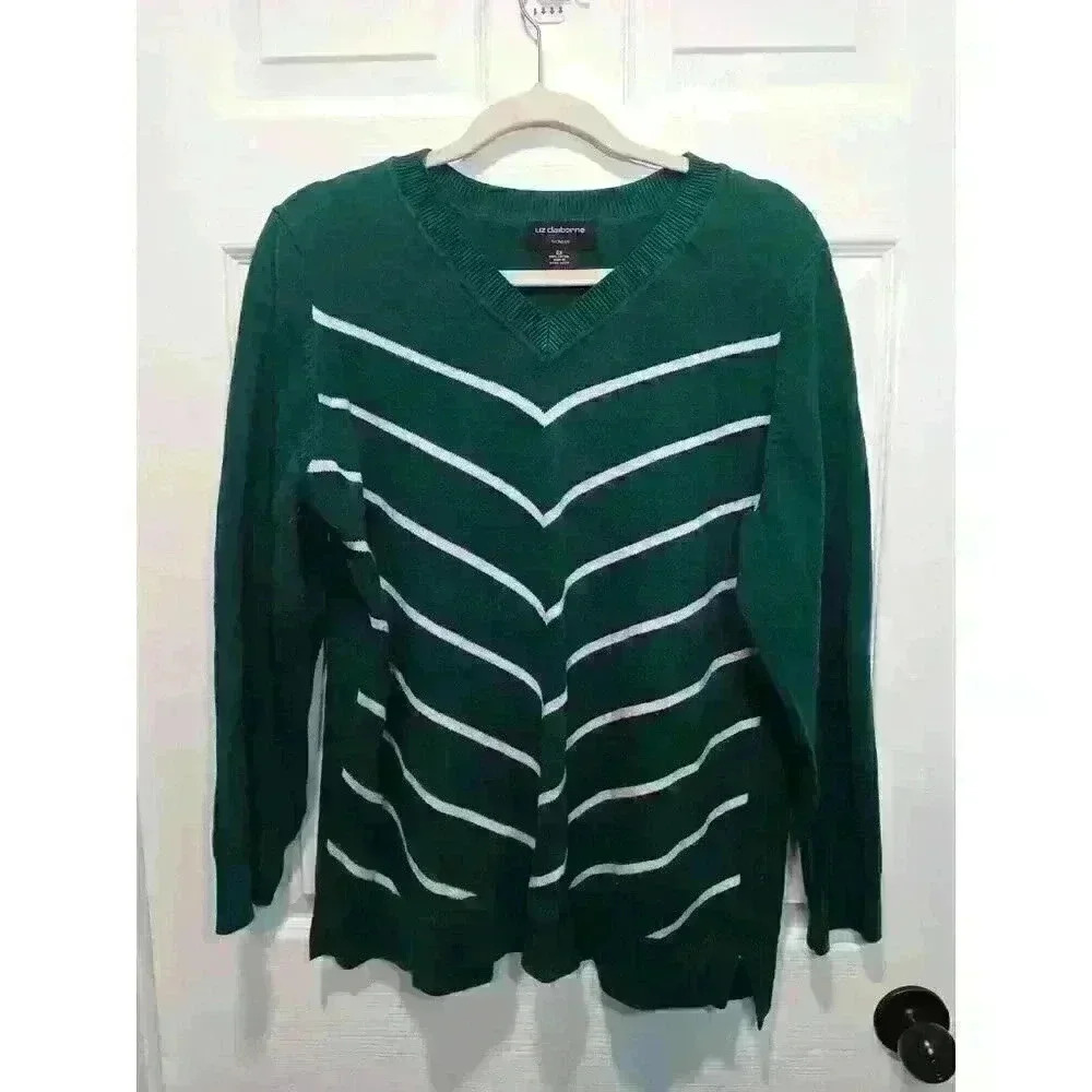 Liz Claiborne 100% Cotton‎ Sweater Women's Bold Emerald Green Adult Size 0X